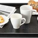 24 x 20 Inches Extra Large Solid Wood Serving Tray for Tea Coffee Table Snack Food Meals Serving Plate Kitchen Party Bar Breakfast Server with Raised Edges Black Wooden Decorative Ottoman Tray