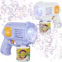 Panacare 2 Packs Bubble Gun,Automatic bubbele Maker with 10 Holes/Lighting,Bubble Maker Toy for Kids/Pets.10000+Rich Bubbles/Min with Bubble Solution.Best Gifts for Birthday/Party/Wedding