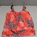 Yonique Two Piece Blouson Tankini Swimsuits for Women Modest Bathing Suits Loose Fit Swimwear Red Floral Large