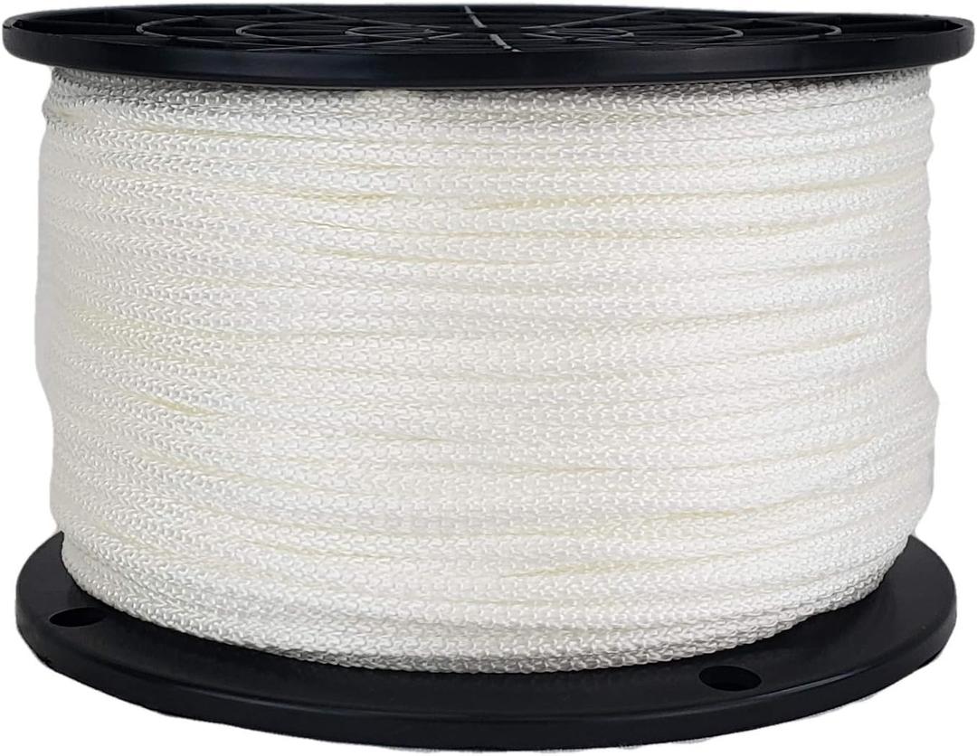 1/8" Nylon Rope, Solid Braid Utility Rope, 500 ft Spool, Dyeable Industrial Cord