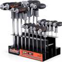 HORUSDY 18-Piece T-Handle allen wrench set, Inch/Metric Long Arm Ball End Hex Key Wrench Set, MM(1.5mm-10mm) SAE(1/16"-3/8")