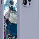 Miracase Designed for iPhone 14 Pro Max Phone Case with Screen Protector,[Upgraded Enhanced Camera Protection],Shockproof Liquid Silicone Case with Microfiber Lining,6.7 inch, Lavender Gray