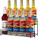 Coffee Syrup Organizer Rack 10 Bottles Syrup Bottle Holder Stand For Coffee Bar Accessories, 2 Tier Wine Bottle Storage Rack For Syrup, Wine, Liquor, Coffee Station Organizer For Kitchen Countertop