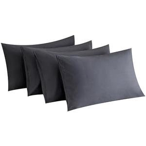 MINIPANDA Dark Grey Pillow Cases Set of 4 Queen Size - Super Soft, Smooth and Breathable Dark Gray Pillow Cases Queen- Envelope Design - Machine Washable Lightweight (20X30 Inches (4 Piece))