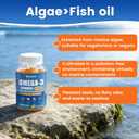 Vegan Omega-3 Gummies 1000mg from Algae Oil (DHA 460mg & EPA 230mg), Omega 3 Fish Oil Alternative for Adults, Plus Turmeric & CoQ10 for Brain, Eye & Immune Health, No Fishy Taste, Sugar Free, 60 Cts,Exp Date: 01/27/2028