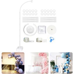 8ft Adjustable Balloon Arch Stand Bendable Balloon Arch Kit with Stand for Birthday, Wedding, White