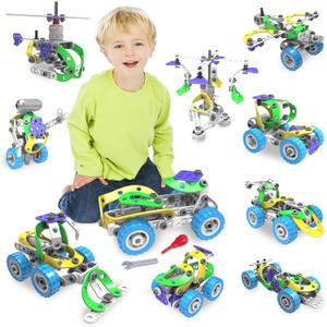 Count of 172 Motorized Erector Sets for Kids Ages 4 5 6 7 8+,STEM Building Toys for Boys Girls 3-5 4-8 5-7 6-8 Year Old, Engineering Kit, Electric Motor, Creative Educational Gift Learning Activities