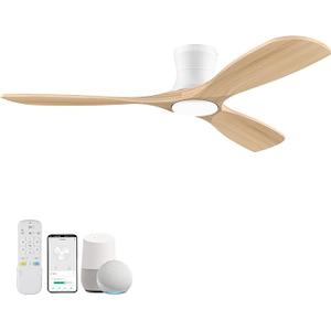 LIVORY Dimmable Led Ceiling fan 52inch ( Light Wood)