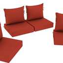 Outdoor Chair Cushion, 22 x 22 Inch Waterproof Deep Seat Patio Cushions Set of 4, Loveseat Cushions for Outdoor Furniture, 4'' Thick Patio Furniture Cushion with Handle Straps,Brick Red