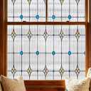 ADD.HERES Window Privacy Film, Stained Glass Decorative Static Cling, Removable Laser Sun Blocking Vinyl Covering, Window Film for Home Kitchen Living Room, Starburst, 26.3" x 78.7", 23.6" x 78.7"