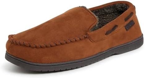 Dearfoams Men's Keaton Moccasin House Shoes With Memory Foam, Indoor Slippers With Wide Widths. Size L 11-12 (28-28,5 cm)