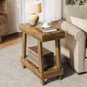 Tribesigns End Table, Side Table with 2-Tier Storage Shelf for Living Room, Farmhouse Bedside Nightstand with Heavy Duty Base for Bedroom (1 PCS)