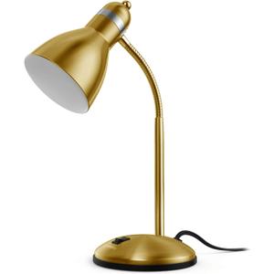 LEPOWER Metal Desk Lamp, Adjustable Goose Neck Table Lamp, Eye-Caring Study Desk Lamps for Bedroom, Study Room and Office (Gold)