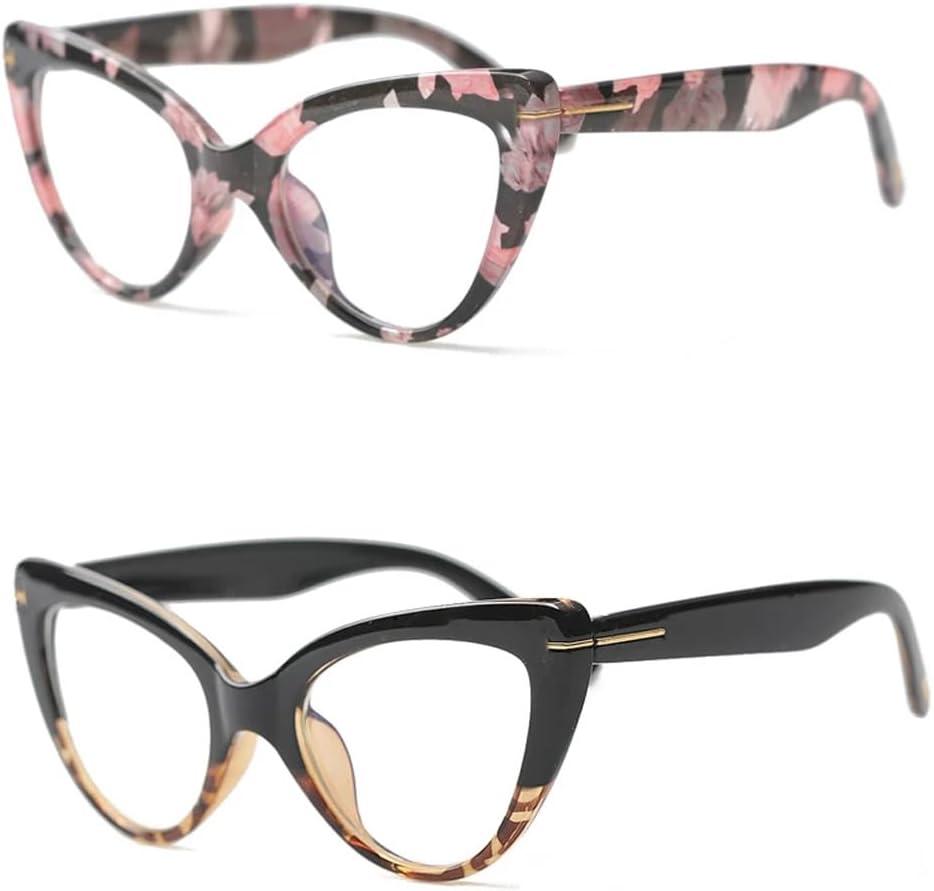 Cat Eye Reading Glasses for Women,Fashion Oversized Ladies Readers(2 Mixed Color, 1.00)