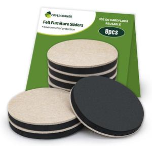 Furniture Sliders for Hardwood Floors 8 PCS - 4 3/4 inch Sliders for Moving Furniture  Felt Furniture Pads for Hardwood Floors