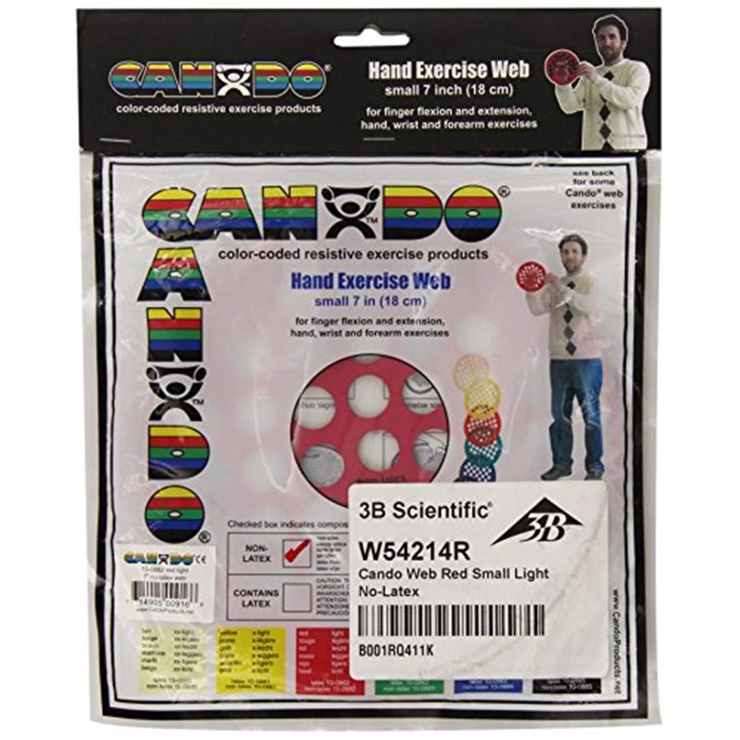 CanDo Hand Exercise Webs for Physical Therapy, Grip Strengthening, and Hand, Finger, Wrist Resistance Workouts, Portable Size, Latex Free, 14" Diameter, Red: Light