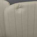 Darkecho Modern Beige 1 Criss Cross Chair with Wheels, Thick Padded PU Leather Cross Legged Wide Chair, Pocket Spring Cushion, Adjustable Computer Task Vanity Chair for Home Office