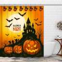 Halloween Shower Curtain Hooks Set of 12  Black Cat on Pumpkin Design  Durable Resin Bathroom Decor Hooks for Halloween Party, Kids & Holiday Theme