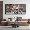 KLAKLA Wall Art for Living Room - White Plum Blossom Brown Trunk Natural Landscape Wall Decor Framed Picture Artwork for Wall Modern Paingings Extra Large Wall Art (48L" x 24W")