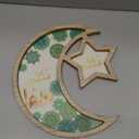 Vercraft Ramadan Serving Tray Moon Star Eid Mubarak Wood Tray Table Plate Decor Gift Ramadan Platter Decoration for Table Islam Muslim Party Tableware for Home Party Dessert Snack(Green Floral)
