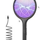 YISSVIC Electric Fly Swatter Bug Zapper Racket Dual Modes Mosquito Killer with Purple Mosquito Light Rechargeable for Indoor Home Office Backyard Patio Camping, Black