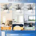 42 Inch Brushed Nickel Ceiling Fan with Light, Flush Mount and Remote Control, Dimmable 3-Color Temperature LED, 6-Speed Reversible DC Motor, 5-Blade Modern Design for Indoor or Outdoor