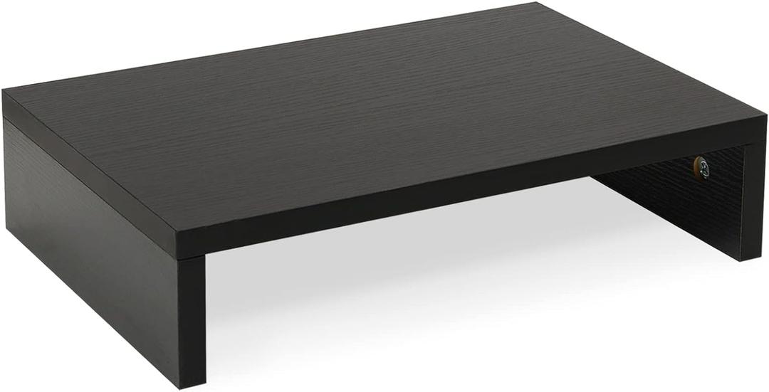 TEAMIX 14.2 inch Monitor Stand Riser, Wood Monitor Riser with Storage for Desk Small Monitor Stand TV/Screen/PC/Laptop Riser Computer Stand Desktop Shelf (Black-14.2 inch)