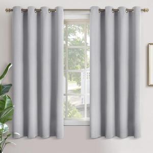 YoungsTex Light Grey Blackout Curtains for Living Room 63 Inch Length - Thermal Insulated with Grommet Room Darkening Drapes for Bedroom Window, 2 Panels, 52 x 63 Inch