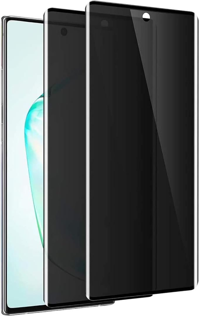 Fotbor 2 Pack for Samsung Galaxy Note 10 Plus Privacy Tempered Glass Screen Protector, 9H Hardness Anti-Scratch Fulll Coverage Case Friendly [Dont Support Fingerprint Unlock]