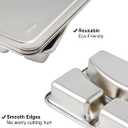 VENTION Child Stainless Steel Rectangular Divided Plates, 3 Sections Dinner Plates, Serving Tray with Lid Set of 2