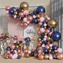 Navy Blue Rose Gold Pink Gold Confetti Latex Balloons with 140pcs 18/10/5/Inch Metallic Chrome Balloons for Birthday Party Wedding Graduation Bridal Shower Decorations (Navy Blue)