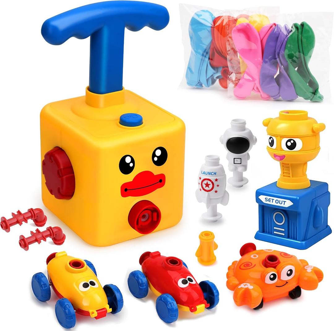 Balloon Launcher Car Toy Set,Balloon Powered Car for Kids Boys Girls 3+ and Classroom,Party Supplies Balloon Pump,Balloon Power Car (Duck)