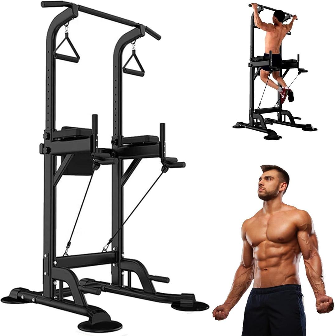 Power Tower Pull Up Bar for Home Gym, Multi Functional Pull Up Bar Stand Dip Bar Station, Adjustable Height Workout Dip Station Strength Training Fitness Equipment (Style-1)