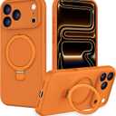 IYH Magnetic Case for iPhone 17 Pro Max 6.9" with Invisible Stand [16FT Military Protection] Liquid Silicone Cover, Orange