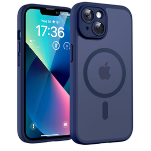 TOCOL Magnetic for iPhone 13 Case, Upgraded Full Camera Protection, Compatible with Magsafe, Drop Protection, Translucent Matte Back Bumper Phone Cover 6.1Inch (Dark Blue)