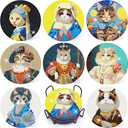 Puraikcmi 8PCs Diamond Paintings Coasters Kits Set, Funny Cat Diamond Art Coasters with Holder, DIY Crafts Diamond Art Kits Adult Craft Diamond Dots Gift, Set Of 2