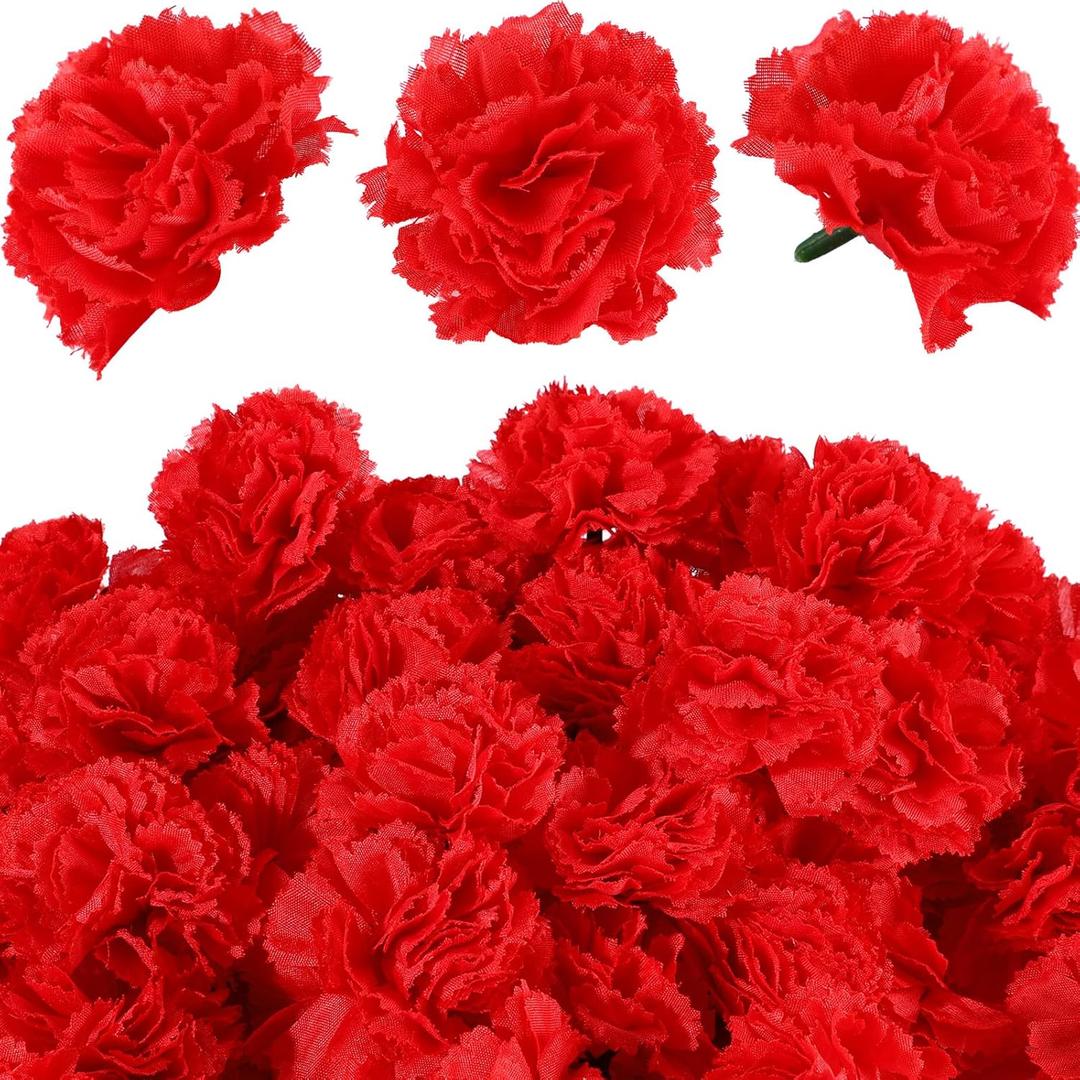 WILLBOND 140 Pcs Marigold Flower Head Mexican Artificial Marigold Flowers Halloween Flower Day of The Dead Decoration for Diwali Indian Decor DIY Wreath Garland Craft(2 Inch,Red)