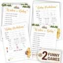 WOODAMORE Baby Prediction Cards - 30 Double-Sided Winnie Well Wishes Card, Guess The Due Date Classic Pooh Baby Shower Games for Gender Reveal Party Decorations