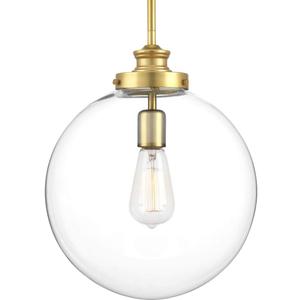 Penn Collection 1-Light Clear Glass Farmhouse Pendant Light Natural Brass