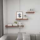 SAUMONIERES Floating Wall Shelves for Bedroom Bathroom Wall Mounted Solid Wood Shelf 24 Inch Set of 2, Walnut Floating Shelves