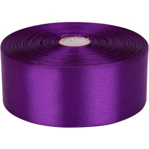 1-1/2 inch Purple Satin Ribbon 50 Yards Solid Fabric Ribbons Roll for Wedding Invitations, Bridal Bouquets, Sewing, Party Decorations, Gift Wrapping and More