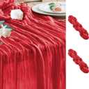 Wokceer Cheesecloth Table Runner 2Pack 10FT Red Boho Gauze Easter Christmas Cheese Cloth Table Runner for Party Thanksgiving Long Rustic Sheer Table Runners for Baby Bridal Shower Wedding Table