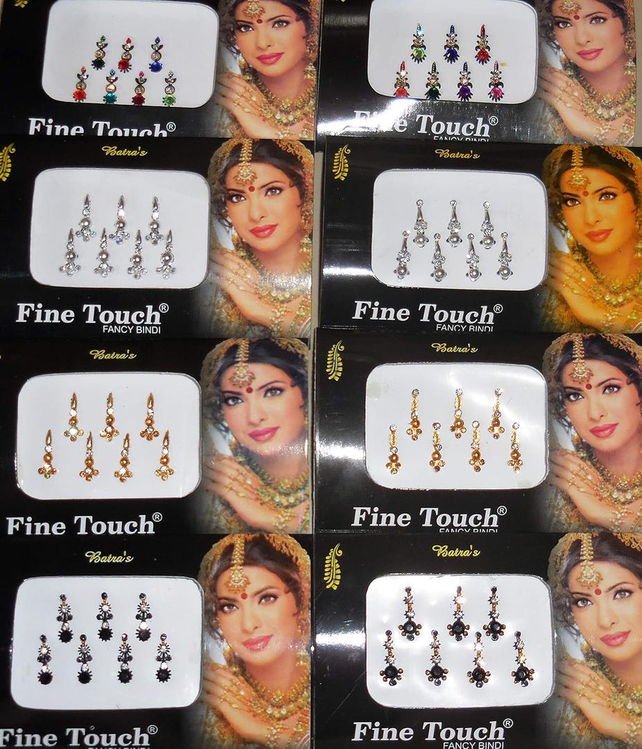 8 Pack - 56 Silver, Golden,Black,Multicolored Face Jewels crystal