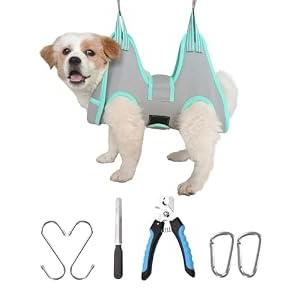 Kkiimatt XS Dog Grooming Hammock Harness, Grey, Nail Trimming, Holder, Restraint, Thick Neck Support, Grey XS