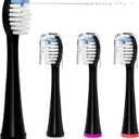 Replacement Heads for WaterPik Sonic Fusion SF-01/SF-02/SF-03/SF-04, Replacement Brush Heads Compatible with WaterPik Sonic Fusion 2.0 Flossing Toothbrush with Cover (Black)
