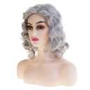 Short Grey Wavy Wigs for Women Gray Shoulder Length Curly Bob Wig Synthetic Side Part Anime Cosplay Costume Hair