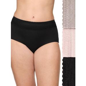 Warner's Women's No Pinching No Problems Dig-Free Cotton Blend High-Waist 3-Pack Brief Rs2093p (Medium, Blush/ Mink/ Black)