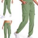 linlon Womens Hiking Pants Quick Dry UPF 50 Casual Pants Lightweight Travel Safari Work Cargo Joggers Pants (Green, XL)