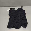 Vogueric Womens Tankini Top with Shirred Bottom Swimsuit Front Ruched Tummy Control 1 Piece Swimwear, XL