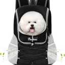 Pawaboo Pet Dog Carrier Backpack, Puppy Dog Travel Front Carrier for Small Medium Dogs Cats, Adjustable Breathable Dog Carrying Backpack with Safety Strips for Hiking, Walking (Black L Up to 14 lbs)
